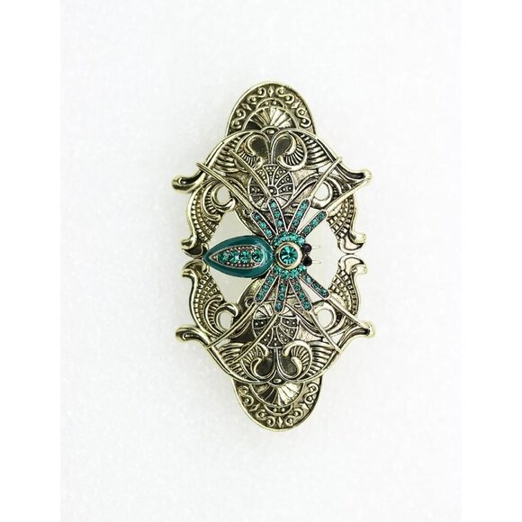 Rhinestone Spider Barrette Womens Halloween Hair Jewelry Green Black main image 4